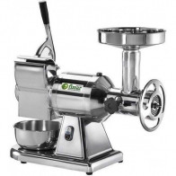 Abbinato Tritacarne Grattugia Modello 22T gruppo macinazione in ghisa trattata per alimenti Produzione oraria Tritacarne: Kg/h 300 Produzione oraria Grattugia: Kg/h 40
