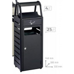 Gettacarte con posacenere MDL Capacità posacenere 4 litri Capacità gettacarte 25 litri in acciaio trattato con cataforesi Colore grigio manganese Modello 103018