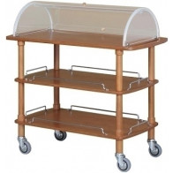 Carrello di servizio in legno noce con cupola in plexiglas Modello CLC2013 Tre piani