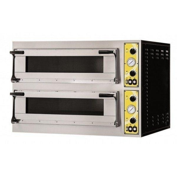 Forno Elettrico meccanico per pizza PF 2 camere di cottura N. Pizze 4 + 4 (Ø cm 40) o N.2 +2 Teglie 60X40 Modello MIZAR 44 GLASS