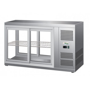 Vetrina refrigerata da banco snack Modello G-HAV111 Vetro dritto e portine scorrevoli da entrambi i lati