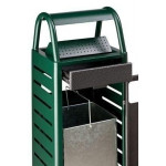 Gettacarte con posacenere MDL Capacità posacenere 4 litri Capacità gettacarte 25 litri in acciaio trattato con cataforesi Colore Verde -silver punteggiato Modello 103011