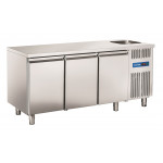 Tavolo Refrigerato GN1/1 in acciaio inox con lavello Modello RC3100LV Refrigerazione ventilata 3 Porte in acciaio inox