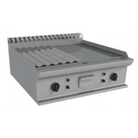 Fry Top a Gas da banco CI Modello RisFry018 2 zone di cottura Piatra 1/2 Liscia Piastra 1/2 Rigata Potenza kW 12