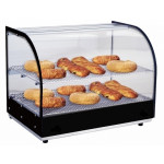 Vetrina espositore da banco calda Modello DHN500 N. 2 piani Fianchi in vetro temperato con frontale ricurvo Sistema di riscaldamento con resistenza