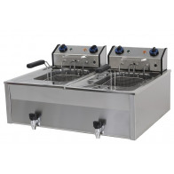 Friggitrice Elettrica da banco MR 2 vasche con rubinetto di scarico Potenza assorbita: Kw 6+6 Modello MF1010T6