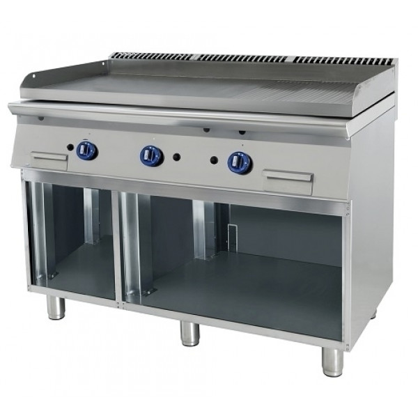 Frytop a gas Csa Modello 7FT3GLR con piastra da 1200mm 2/3 liscia 1/3 rigata su vano a giorno