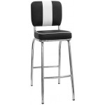 Sgabello da interno TESR Struttura in metallo cromato Schienale e seduta in ecopelle Modello 1330-CQ03