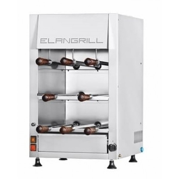 Girarrosto Churrasco a Gas ENG Modello ChurrascoCM8G 3 piani Motori indipendenti per ogni spada Spade N. 8 in acciaio inox, cm 50