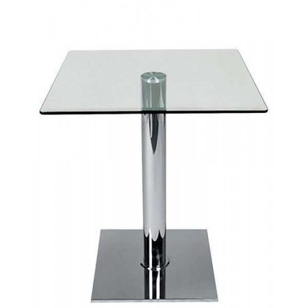 Tavolo da interno TESR Base in acciaio cromato Piano in vetro temperato Modello 538-CS206