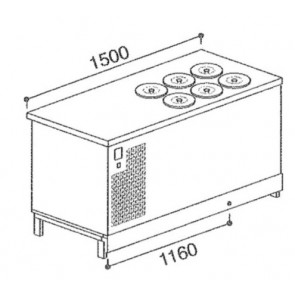 Banco pozzetto per granite con riserva ETM Modello BPGRAS150 Semilavorato da pannellare N. 6 pozzetti statico