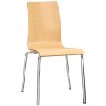 Sedia impilabile da interno TESR Struttura in acciaio cromato Ø22 mm Scocca in legno multistrato Modello 263-AB027T