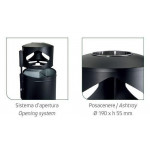 Portacenere Gettacarte per raccolta differenziata MDL Tre secchi interni zincati cadauno Colore nero Modello 776000