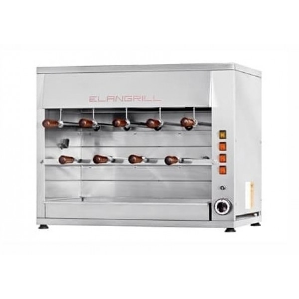 Girarrosto a Gas ENG Modello ChurrascoCM9G 2 piani Motoriduttori indipendenti per ogni spada Spade N. 9 in acciaio inox, cm 50