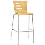 Sgabello impilabile da interno TESR Struttura in acciaio cromato Scocca in legno multistrato Modello 646-AB047BB