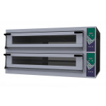 Forno Elettrico meccanico per pizza PF 2 camere di cottura N. Pizze 6 + 6(Ø cm 40) o N.3 + 3 Teglie in orizzontale 60X40 Modello MIZAR 66L GLASS