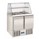 Saladette Refrigerata GN1/1 con top inox apribile Modello CRQ90A - 2 porte autochiudenti Refrigerazione statica