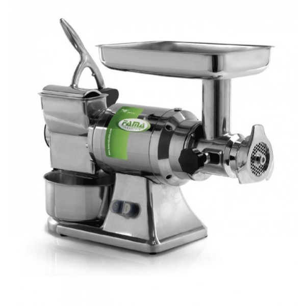 Tritacarne grattugia Modello Tritacarne TG22 in lega d'alluminio pressofuso Bocca tritacarne Ø 82 mm Bocca grattugia:140x80 mm Produzione oraria tritacarne 300 Kg Produzione oraria grattugia: 70 Kg