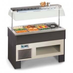 Isola buffet Isola/Espositiva Riscaldato per Gastronomia Modello PROXIMA 3 M DRY Vaschette GN Potenza Resistenze Vasca 1400 W