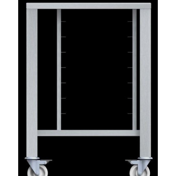 Tavolo con Ruote in aisi 430 con supporti universali Modello ETRS411 Capacità: 6 teglie 1/1 GN, vassoi e griglie 600x400 mm LxPxH 785x670x883 mm Per EF 311, EF 364, EF 411 ed EF 464 (in tutte le versioni escluso Touch Line)