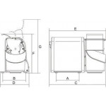 Grattugia Modello GF DENVER Dimensione bocca mm 135x62 Potenza watt 370 - Hp 0,5 Rullo grattugia inox Motore ventilato.