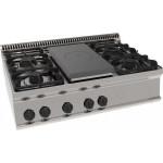 Cucina a gas con piano riscaldante e 4 fuochi da banco TX Modello PCP105G7 Potenza 22.8 kW