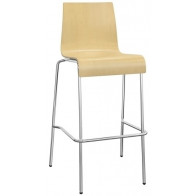 Sgabello impilabile da interno TESR Struttura in acciaio cromato Scocca in legno multistrato Modello 442-BB010