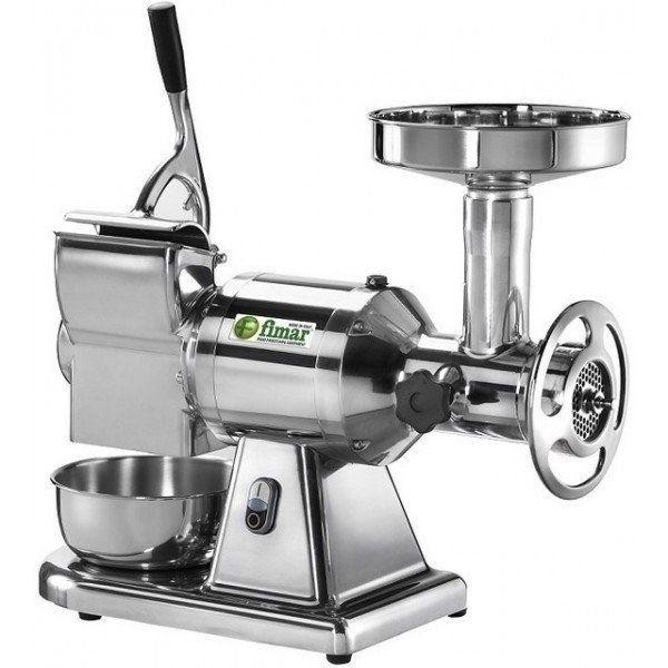 Abbinato Tritacarne Grattugia Modello 22T gruppo macinazione in ghisa trattata per alimenti Produzione oraria Tritacarne: Kg/h 300 Produzione oraria Grattugia: Kg/h 40