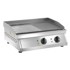 Fry top elettrico da banco Modello FT2M Piano di cottura liscio e rigato Potenza 6000 W