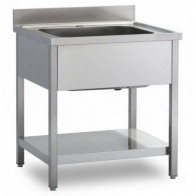 Lavello/Lavatoio Acciaio Inox una Vasca su gambe Con ripiano inferiore Modello G1V067