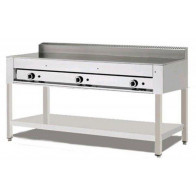 Cuocipiada a gas PL Modello CP12 Su trespolo Piana in acciaio inox Su gambe in acciaio inox Capacità 12 piadine Piana in acciaio inox 