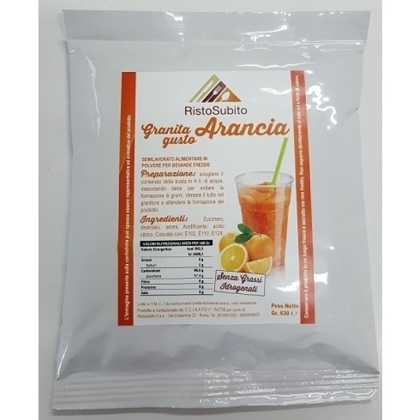 Preparato in polvere già zuccherato per GRANITA AL GUSTO ARANCIA Buste da gr 630 in cartoni da 25 buste Modello 511