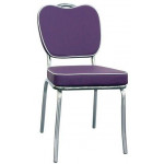 Sedia impilabile da interno TESR Struttura in acciaio cromato Seduta e schienale in ecopelle Modello 593-C2842