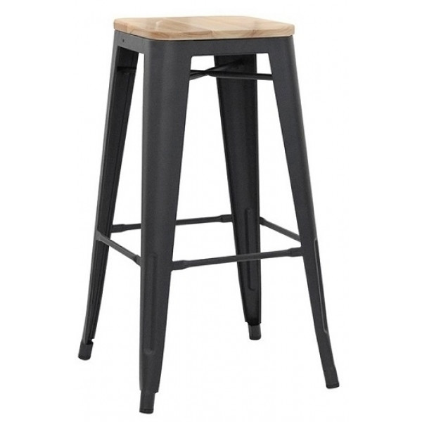 Sgabello impilabile da interno TESR Struttura in metallo verniciato Seduta in legno Modello 1082-BT503W