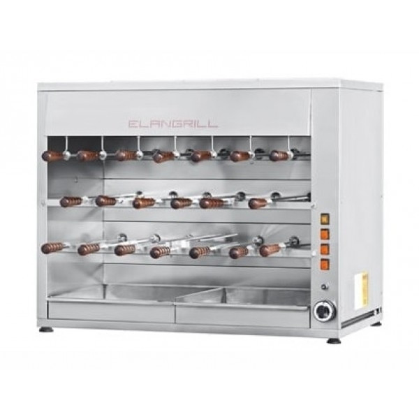 Girarrosto Elettrico ENG 3 piani Motoriduttori indipendenti per ogni spada Spade N. 20 in acciaio inox, cm 50 Dimensioni: Cm L 1100 x 570 x 900 h. Modello ChurrascoCM20E