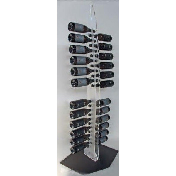 Espositore per bottiglie di vino classiche design Autoportante Capacità bottiglie 24 colore trasparente e satinato Modello PLEX SKYLINE