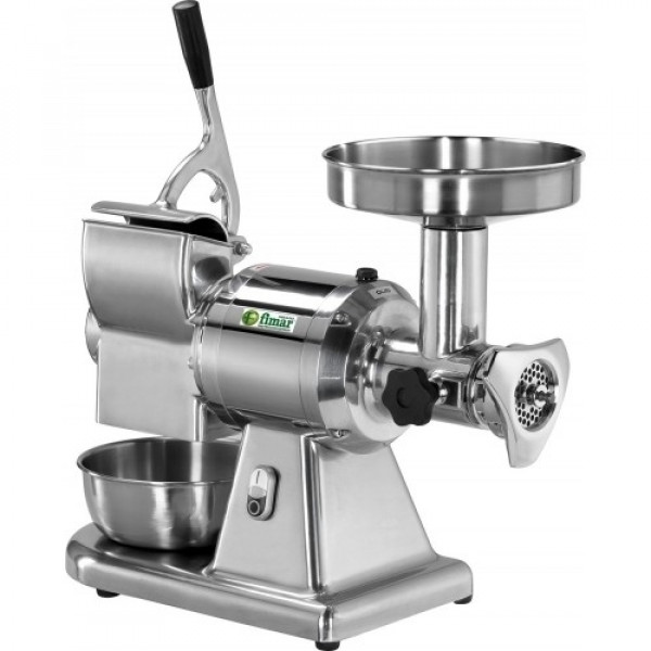Abbinati Tritacarne Grattugia Modello 12ATG gruppo macinazione acciaio in ghisa estraibile Produzione oraria Tritacarne: Kg/h 160 Produzione oraria Grattugia: Kg/h 40