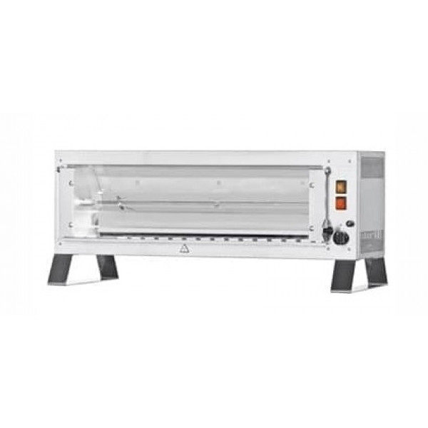 Girarrosto a gas verticale ENG Modello ELBA4PG Capacità N. 4 Polli N.1 asta in tubolare inox 12 x 12 mm Lunghezza Cm 76