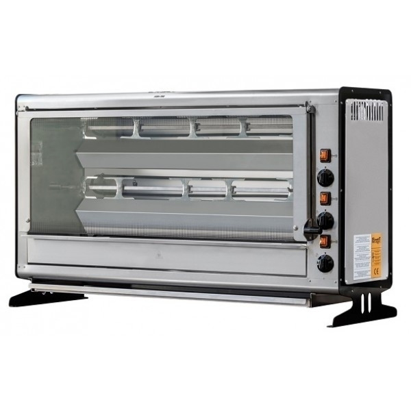 Girarrosto elettrico verticale ENG Modello ELBA12PE Capacità N. 12 Polli N.3 asta in tubolare inox 12 x 12 mm