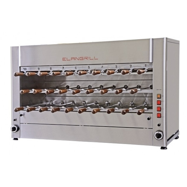 Girarrosto a Gas ENG Modello ChurrascoCM29G 3 piani Motoriduttori indipendenti per ogni spada Spade N. 29 in acciaio inox, cm 50
