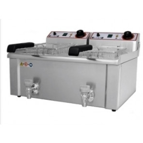 Friggitrice Elettrica Da banco con rubinetto Modello FBR9+9LT Potenza: KW 3.5+3.5 Monofase