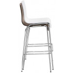 Sgabello impilabile da interno TESR Struttura in acciaio cromato Scocca in legno multistrato Modello 442-BB010