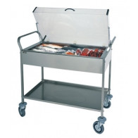Carrello in acciaio inox due piani refrigerabile con piastre elettriche Modello CA1165 Adatto per dolci, formaggi, salumi e antipasti Struttura in acciaio Inox N°8 piastre eutettiche Coperchio in plexiglass