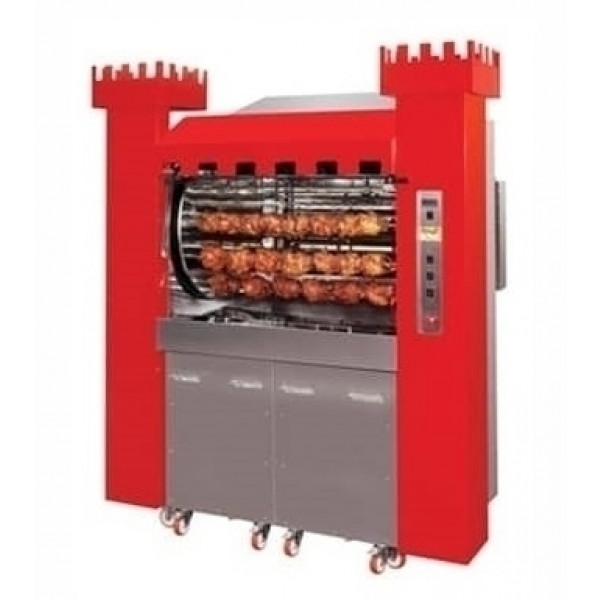 Girarrosto a Legna Planetario ENG Modello TORRE126P Capacità N. 126 Polli Dischi planetari inox n. 12+ 6 aste cm 111,5 Sistema doppi motori grill plus Scarico fumi regolabile