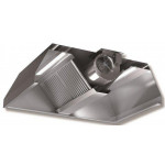 Cappa centrale in Acciaio Inox Aisi 430 satinata scotch-brite RP Profondità 1300mm Altrezza 450mm Larghezza 2200mm Modello DSC13/22