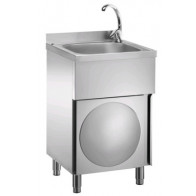 Lavamani Inox Modello LC50MM su mobile con porta a battente Con  miscelatore acqua calda/fredda