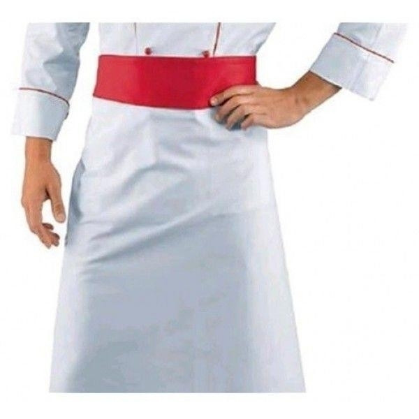 Grambiule Cuoco Rondin IC 100% cotone Colore Bianco con banda rossa Modello 114407
