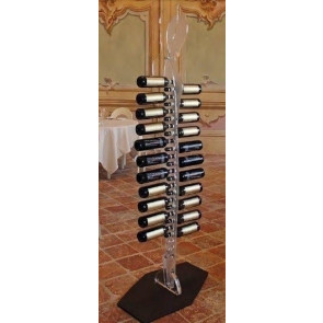 Espositore per bottiglie di vino classiche design Autoportante Capacità bottiglie 24 colore trasparente e satinato Modello PLEX Abbraccio