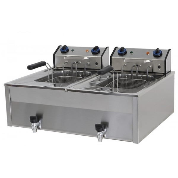 Friggitrice Elettrica da banco MR 2 vasche con rubinetto di scarico Potenza assorbita: Kw 9+9 Modello MF1010T9