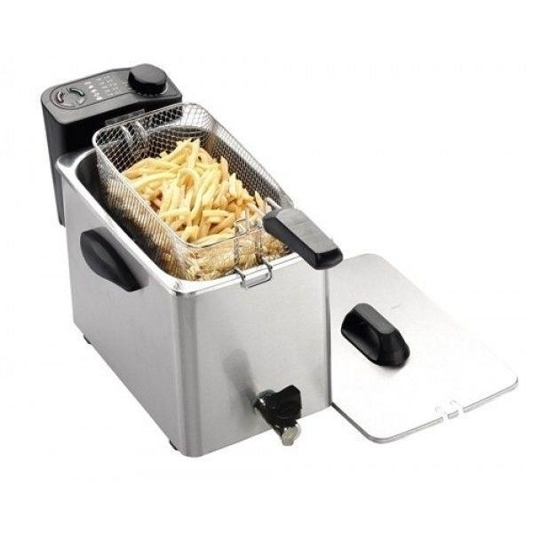 Friggitrice Elettrica da banco in acciaio inox Modello FRY TYPE4 Regolatore termico di sicurezza Rubinetto per lo scarico dell' olio